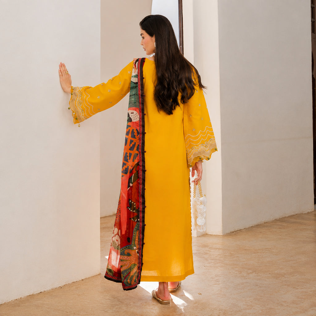 Izel Apparel 3 Piece Unstitched Embroidered Suit Zareen