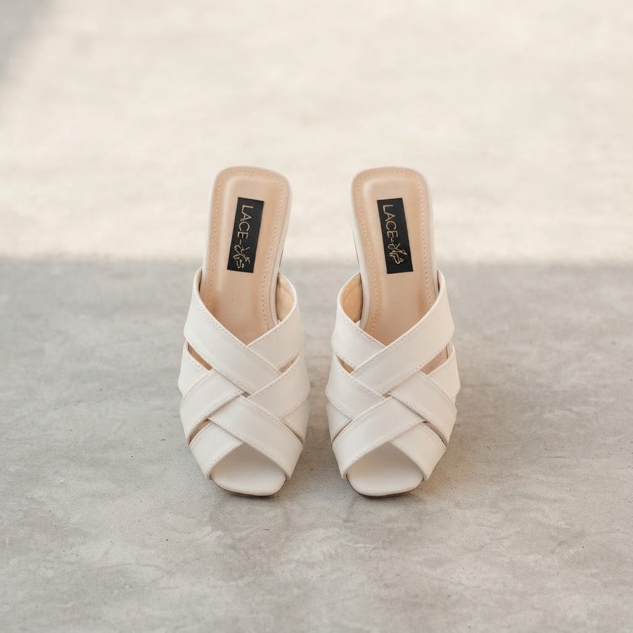 Lace Up Grace White Flat