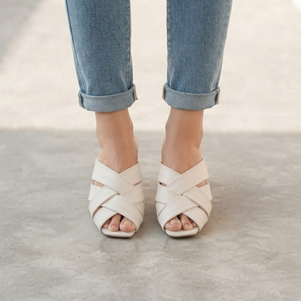 Lace Up Grace White Flat