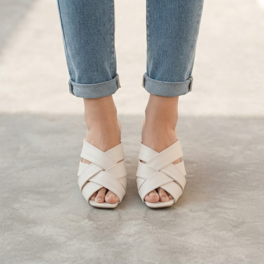Lace Up Grace White Flat