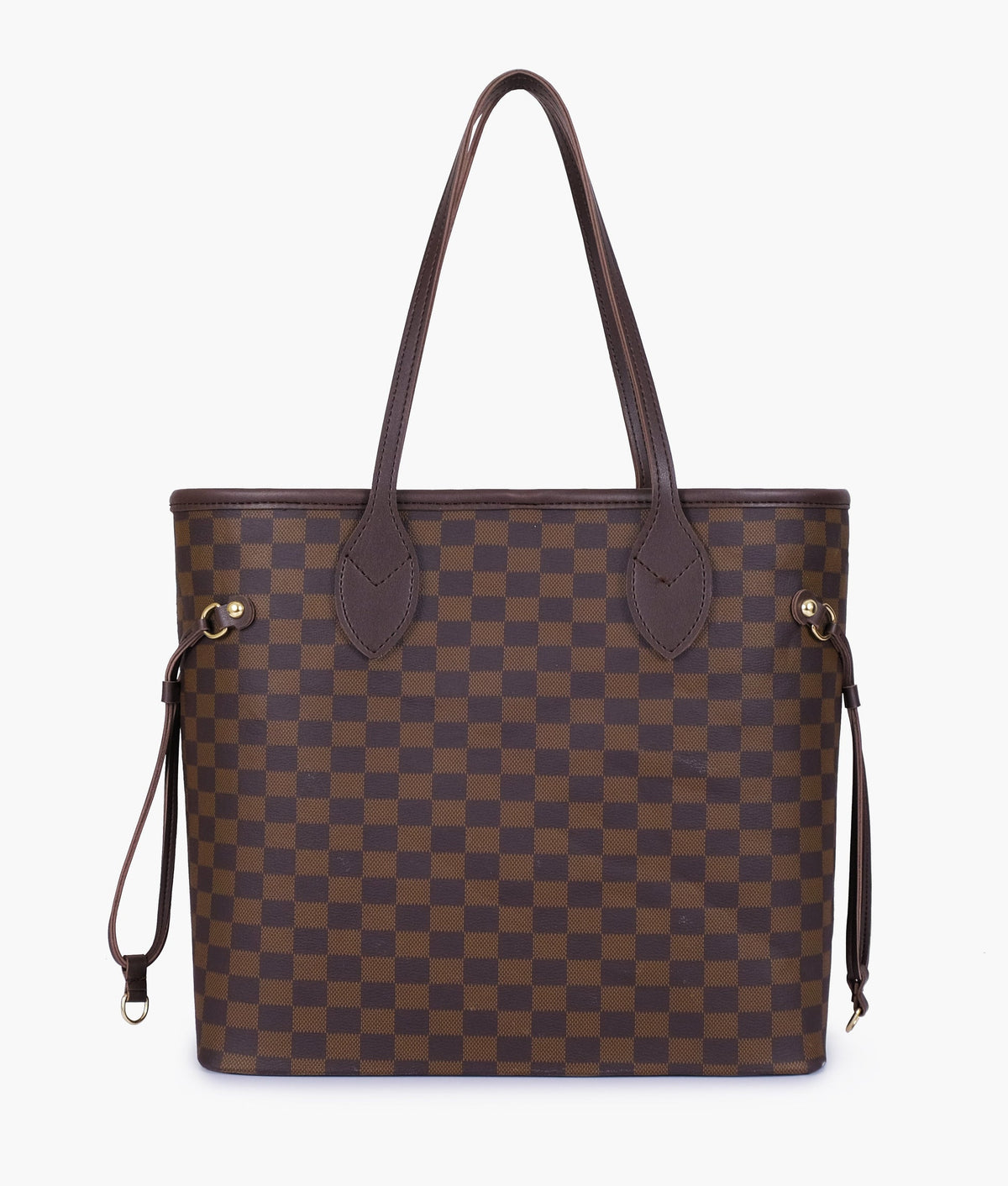 Lyana Checkered Tote Dark Brown