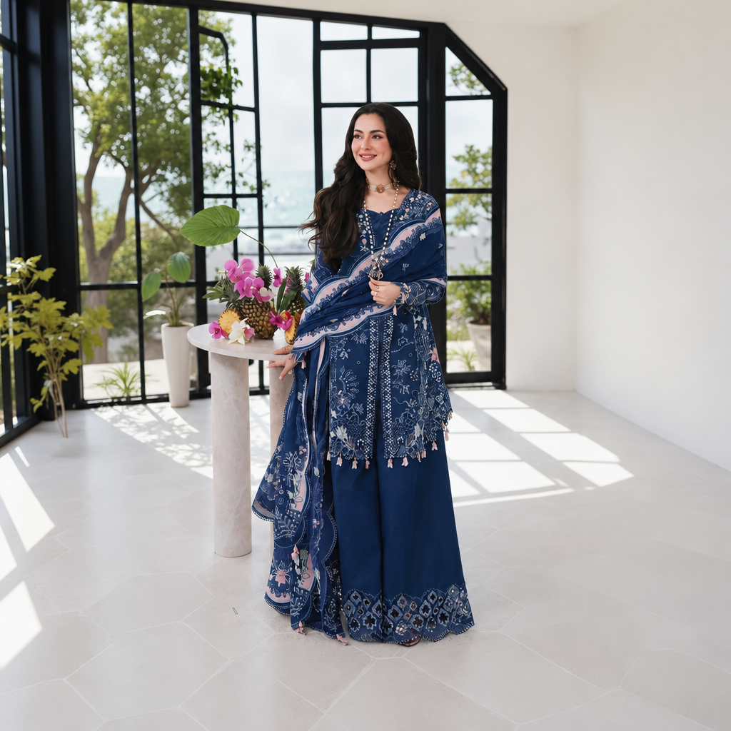Turbo Light 3 Piece Unstitched Embroidered Lawn Suit