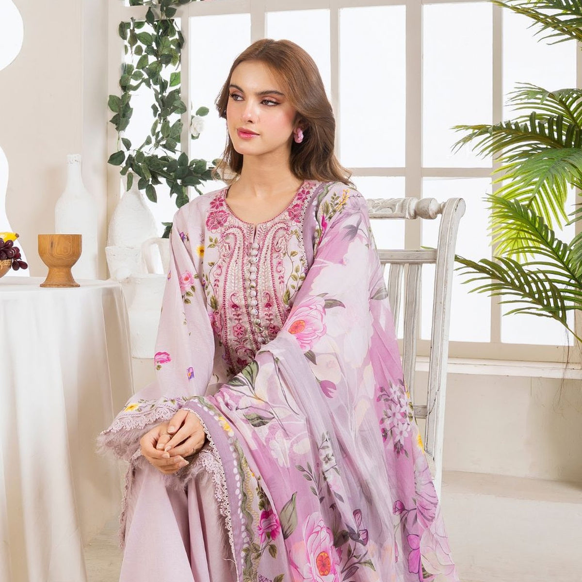Meerak Stitched 3 piece Embroidered Suit - Calista