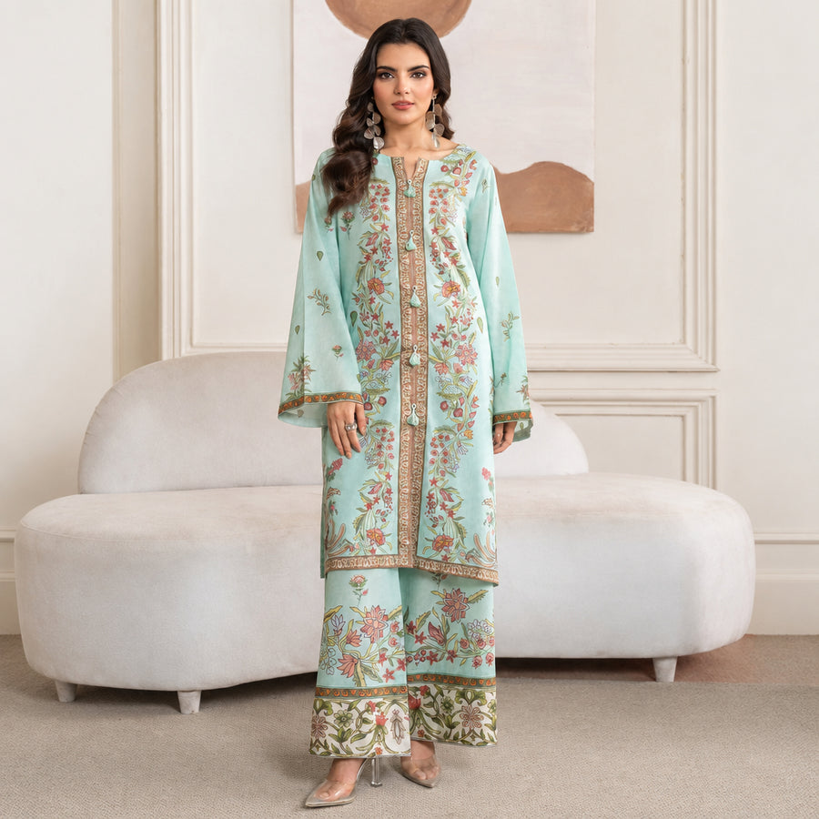 Meerak Stitched 2 Piece Printed Suit - Lotus