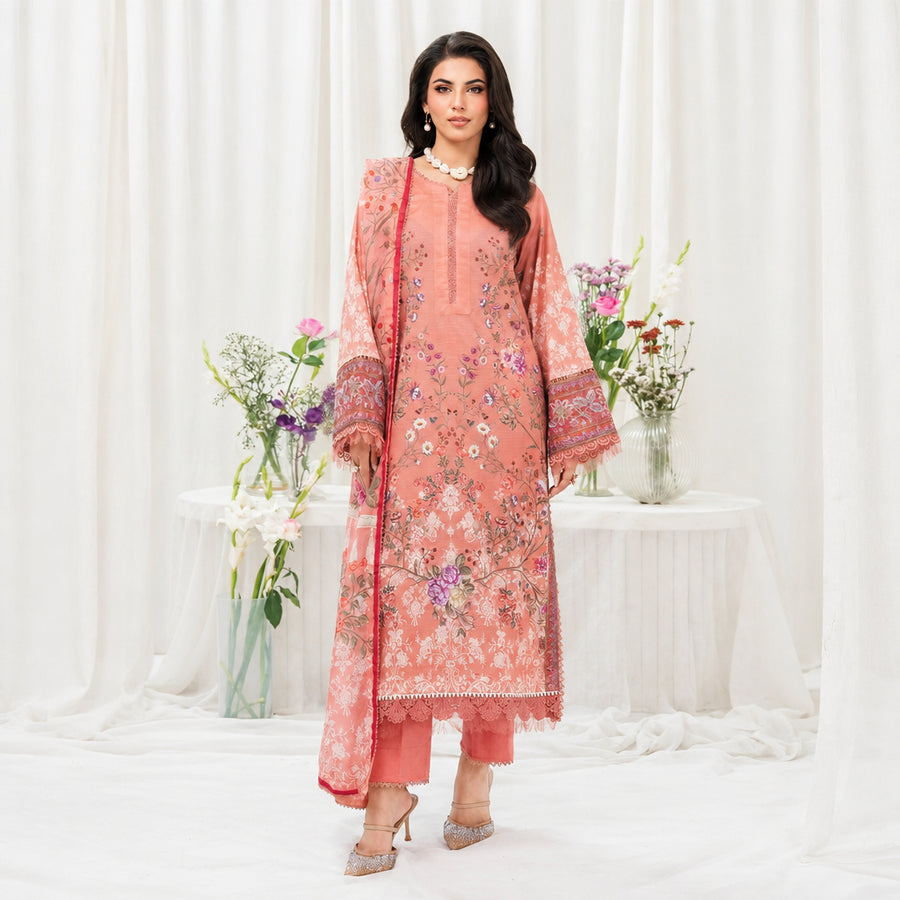 Meerak Stitched 3 piece Embroidered Suit - Eva