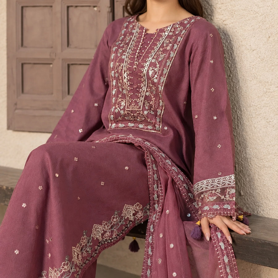 Turbo Light 3 Piece Unstitched Heavy Embroidered Lawn Suit