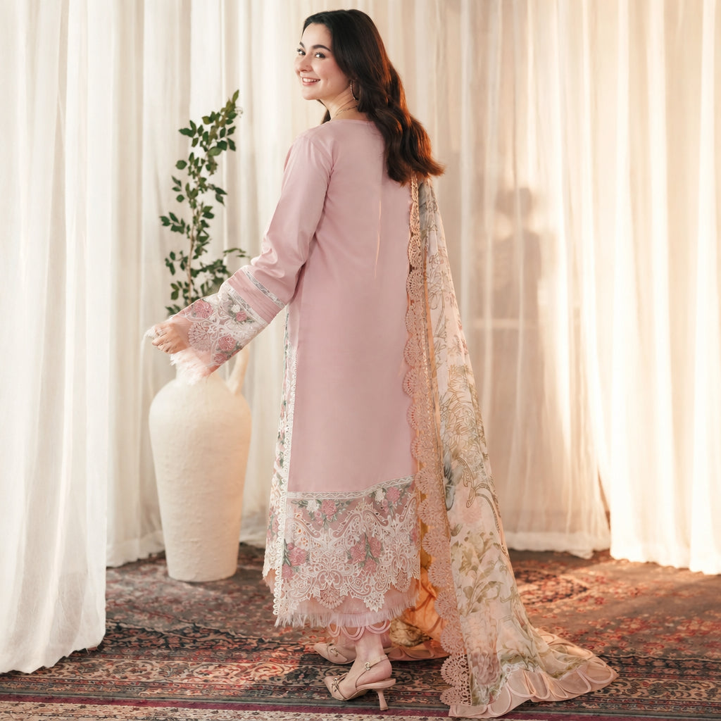 Turbo Light 3 Piece Unstitched Heavy Embroidered Lawn Suit