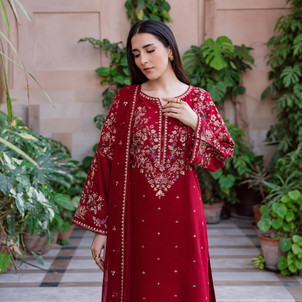 Turbo Light 3 Piece Unstitched Heavy Embroidered Lawn Suit
