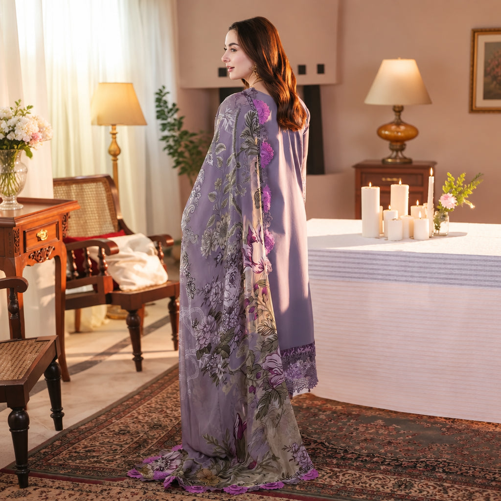 Turbo Light 3 Piece Unstitched Heavy Embroidered Lawn Suit