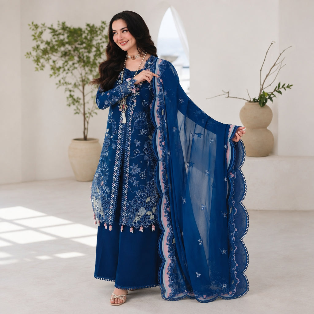 Turbo Light 3 Piece Unstitched Embroidered Lawn Suit