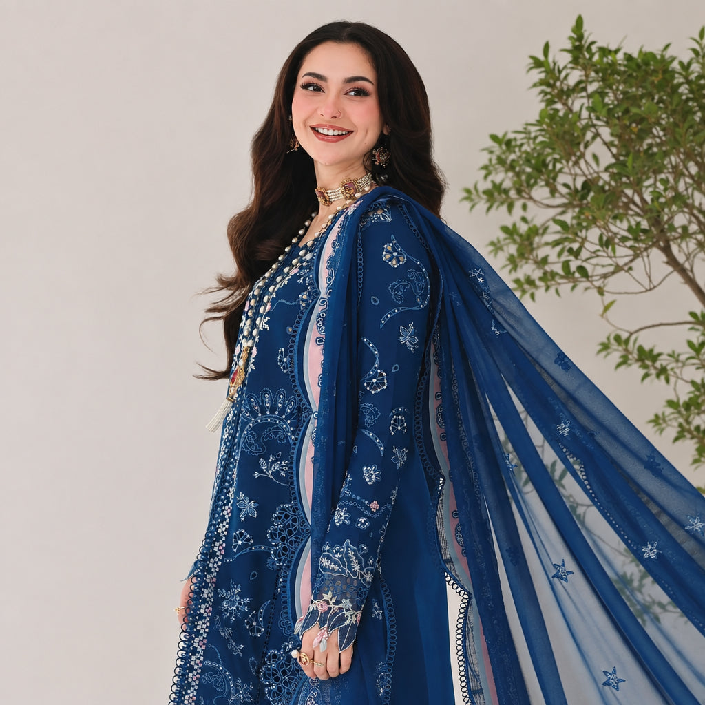 Turbo Light 3 Piece Unstitched Embroidered Lawn Suit