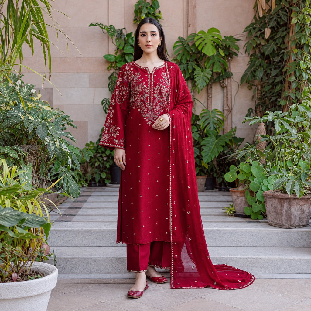 Turbo Light 3 Piece Unstitched Heavy Embroidered Lawn Suit